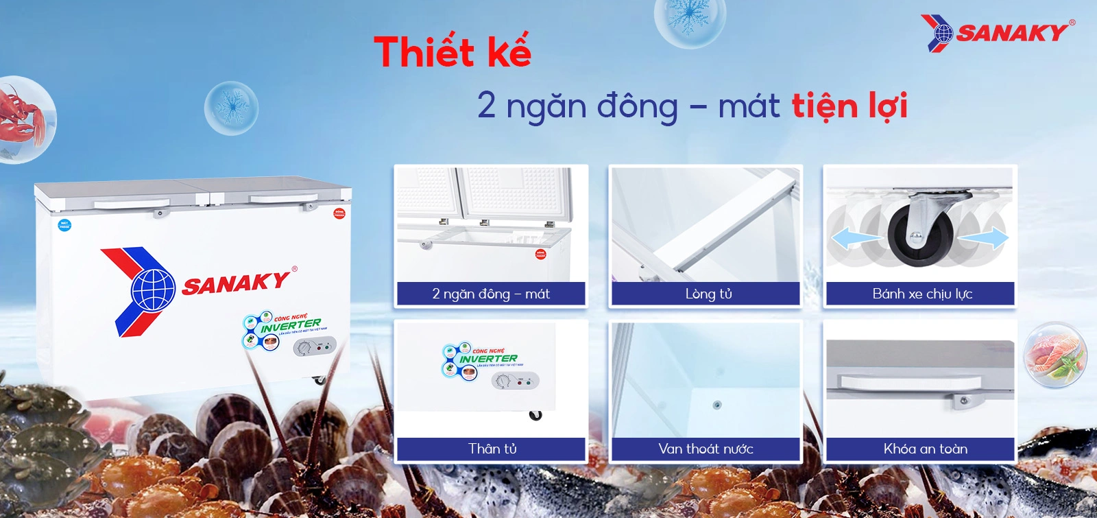 Tủ đông mát Sanaky 280 lít VH-4099W4K Tủ đông mát Sanaky 280 lít VH-4099W4K