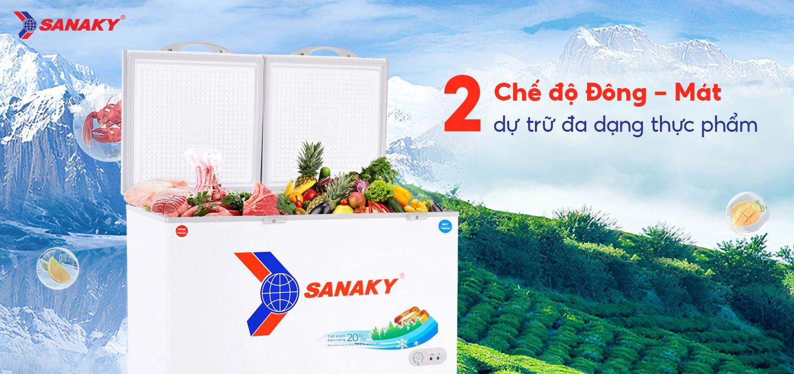 Tủ đông mát Sanaky 365 lít VH-5699W1 Tủ đông mát Sanaky 365 lít VH-5699W1