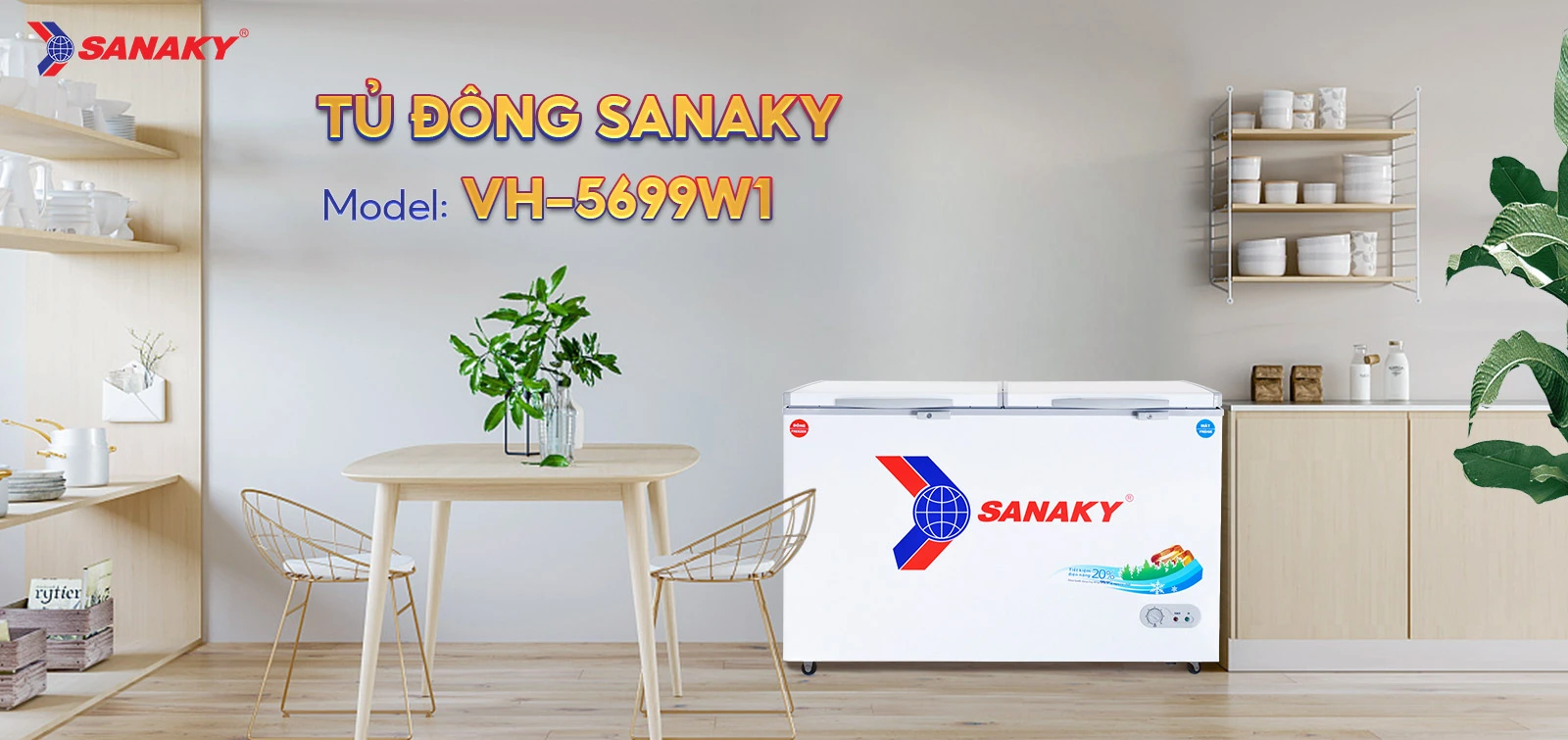 Tủ đông mát Sanaky 365 lít VH-5699W1 Tủ đông mát Sanaky 365 lít VH-5699W1