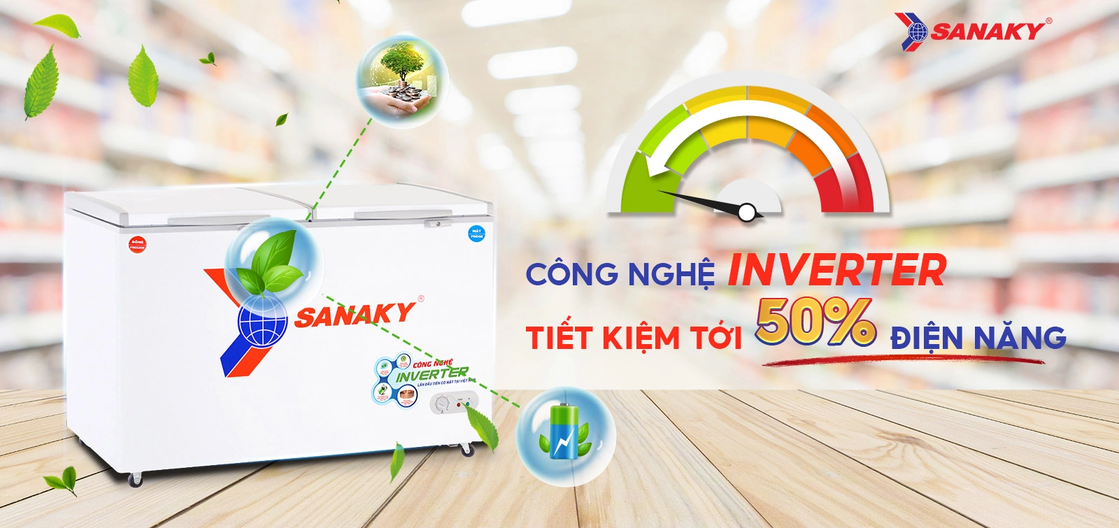 Tủ đông mát Sanaky 365 lít VH-5699W3 Tủ đông mát Sanaky 365 lít VH-5699W3