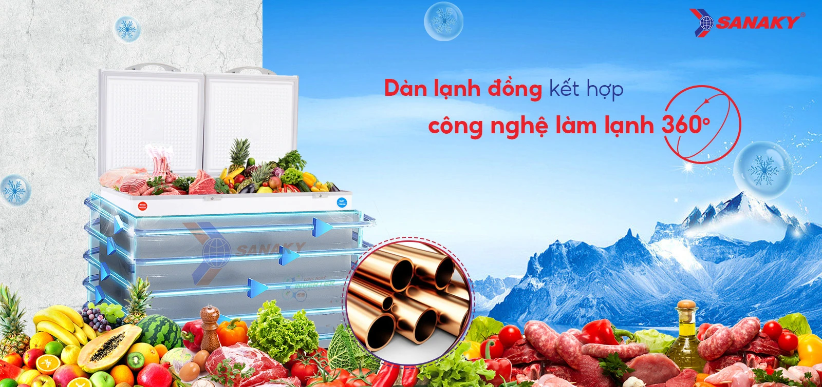 Tủ đông mát Sanaky 365 lít VH-5699W3 Tủ đông mát Sanaky 365 lít VH-5699W3