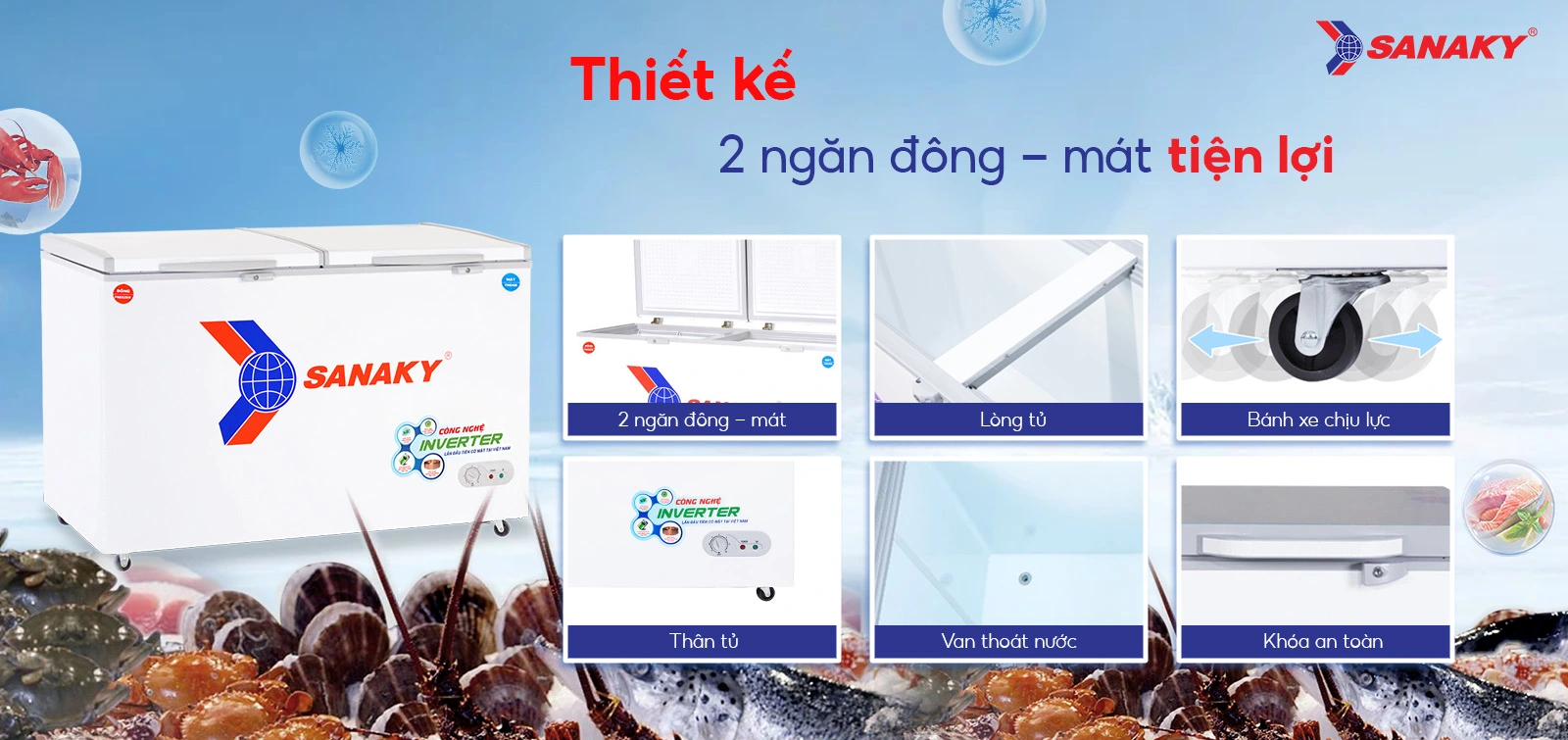 Tủ đông mát Sanaky 365 lít VH-5699W3 Tủ đông mát Sanaky 365 lít VH-5699W3