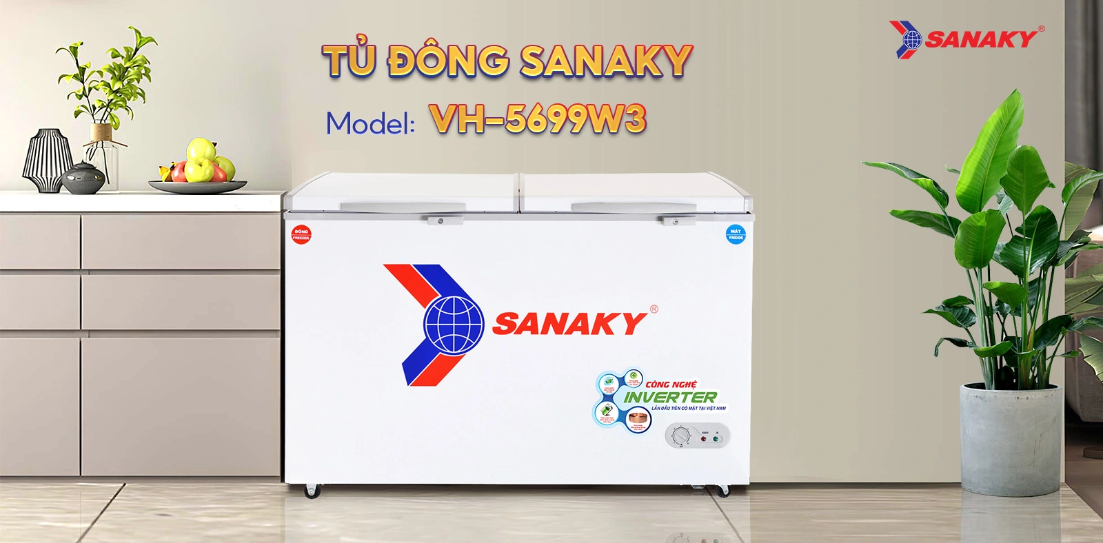 Tủ đông mát Sanaky 365 lít VH-5699W3 Tủ đông mát Sanaky 365 lít VH-5699W3
