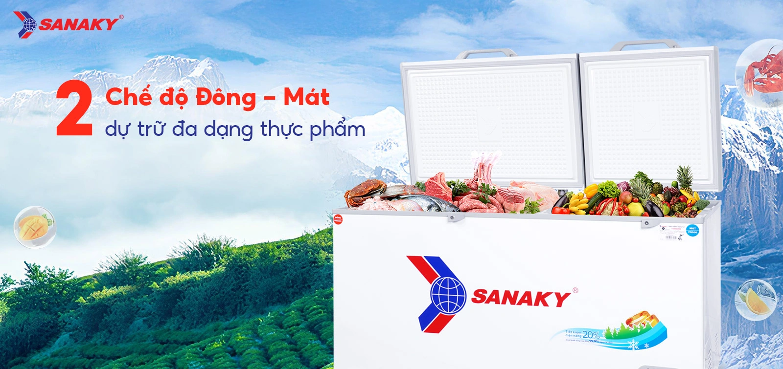 Tủ đông mát Sanaky 485 lít VH-6699W1 Tủ đông mát Sanaky 485 lít VH-6699W1