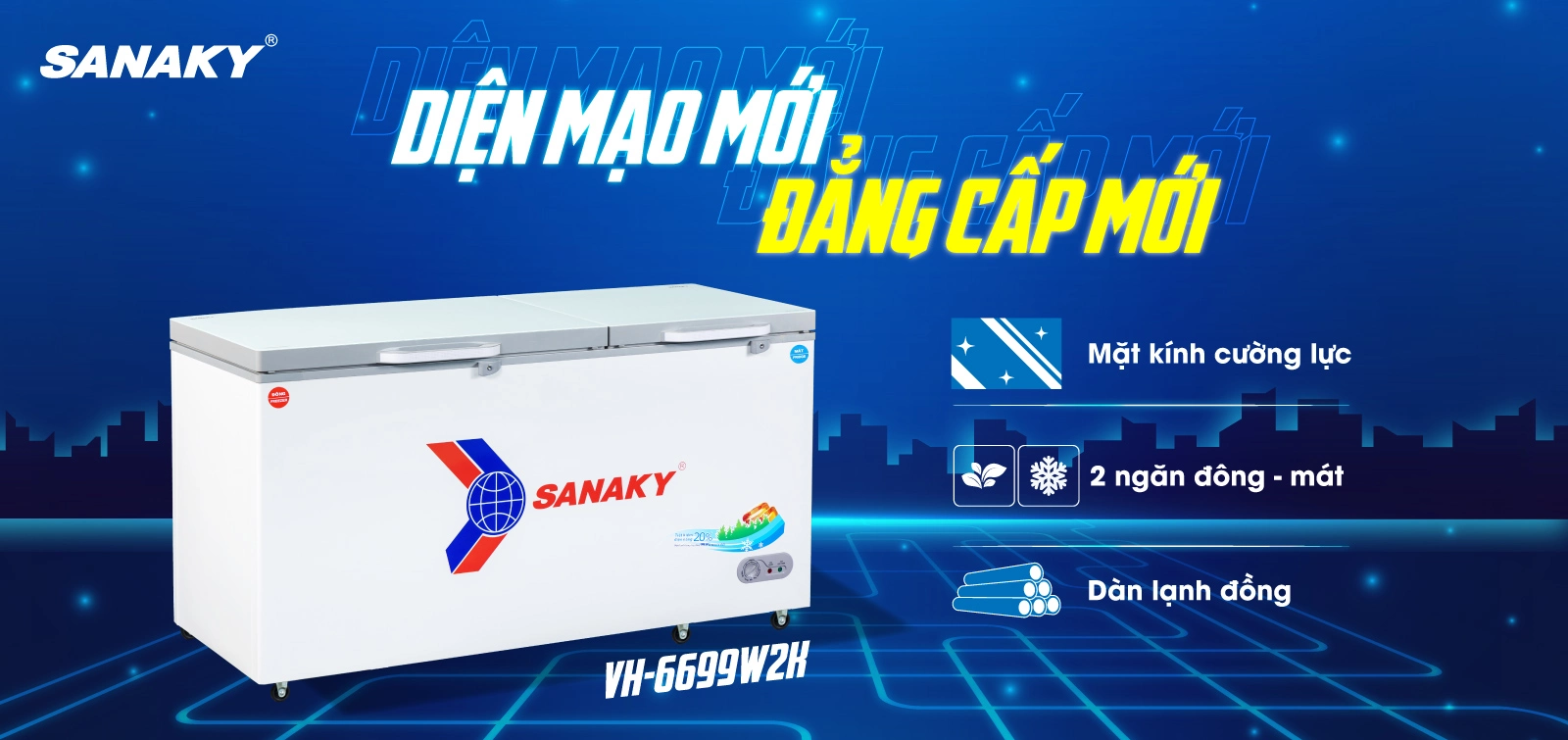 Tủ đông mát Sanaky 485 lít VH-6699W2K Tủ đông mát Sanaky 485 lít VH-6699W2K