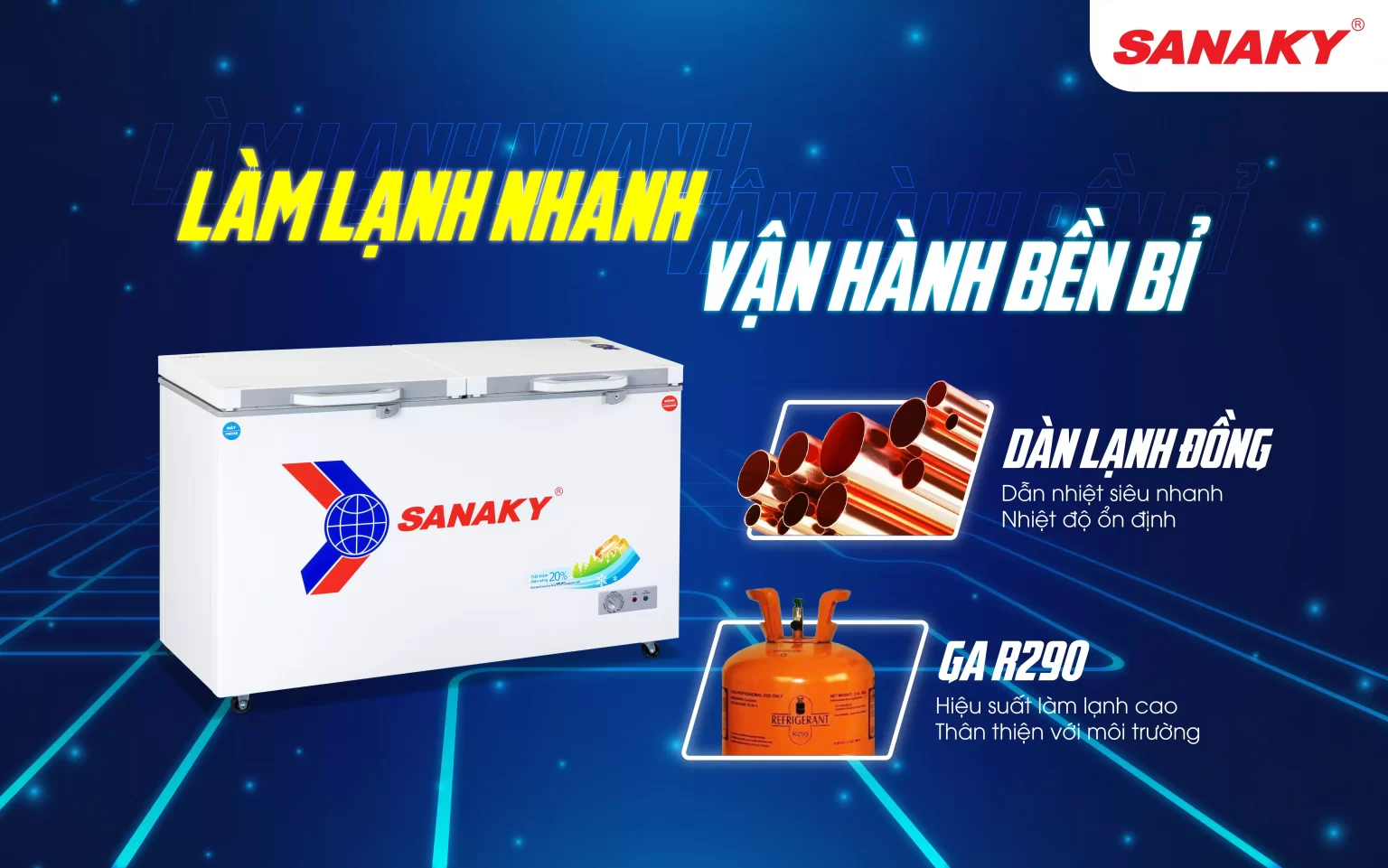 Tủ đông mát Sanaky 560 lít VH-5699W2K