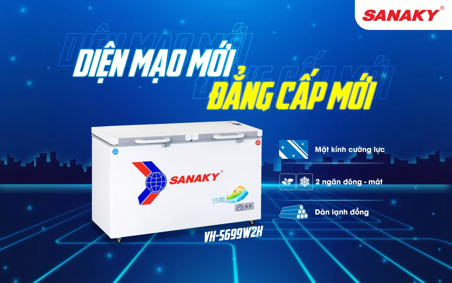 Tủ đông mát Sanaky 560 lít VH-5699W2K