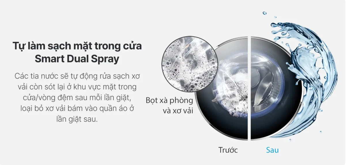 Máy giặt sấy Aqua inverter giặt 10KG sấy 7KG AQD-AH1051J.PS