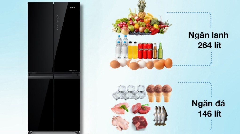 Tủ lạnh Aqua Inverter 410 lít AQR-M466XA(GB)