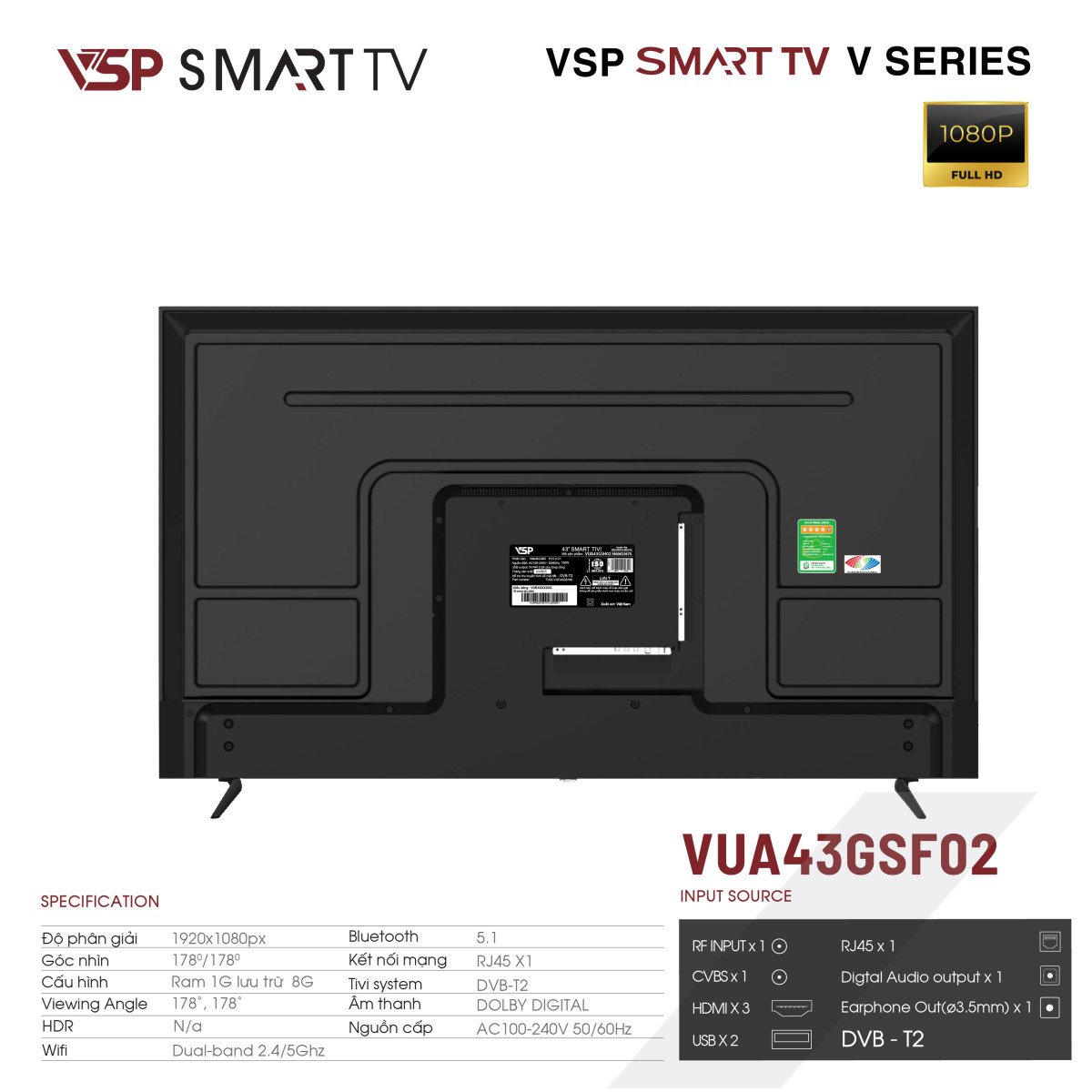 TiVi VSP Smart FHD 43 inch VUA43GSF02 TiVi VSP Smart FHD 43 inch VUA43GSF02