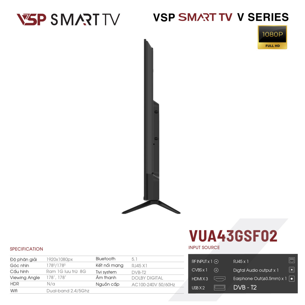 TiVi VSP Smart FHD 43 inch VUA43GSF02 TiVi VSP Smart FHD 43 inch VUA43GSF02
