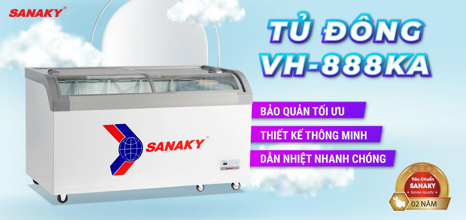 Tủ đông nắp kính Sanaky 500 lít VH-888KA