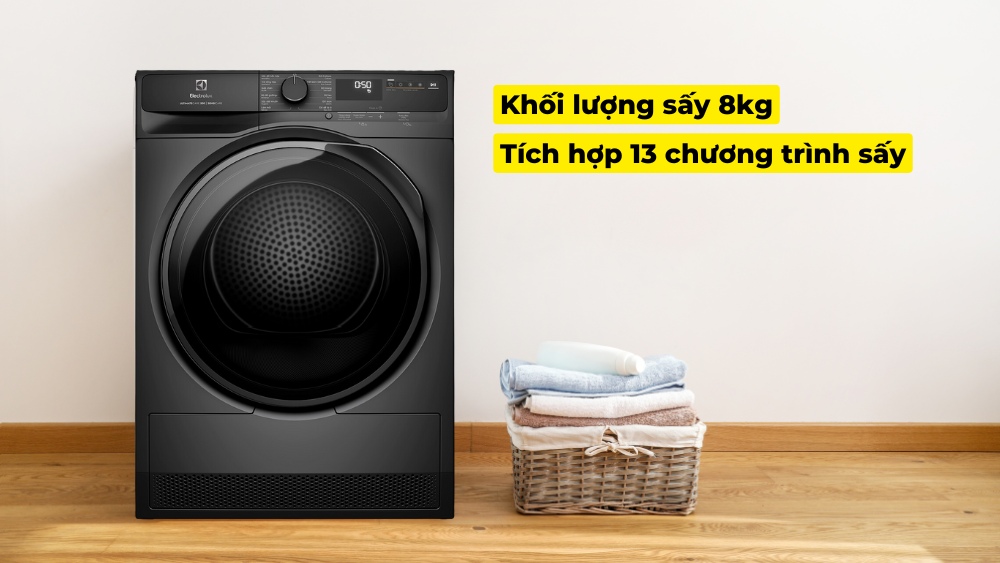 Máy Sấy Bơm Nhiệt Electrolux 8Kg EDH803J5SC Máy Sấy Bơm Nhiệt Electrolux 8Kg EDH803J5WC