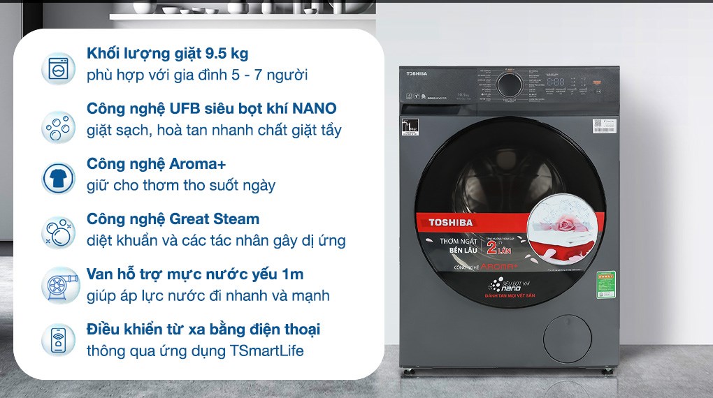 Máy giặt Toshiba Inverter 9.5 kg TW-T21BU105UWV(MG) Máy giặt Toshiba Inverter 9.5 kg TW-T21BU105UWV(MG)