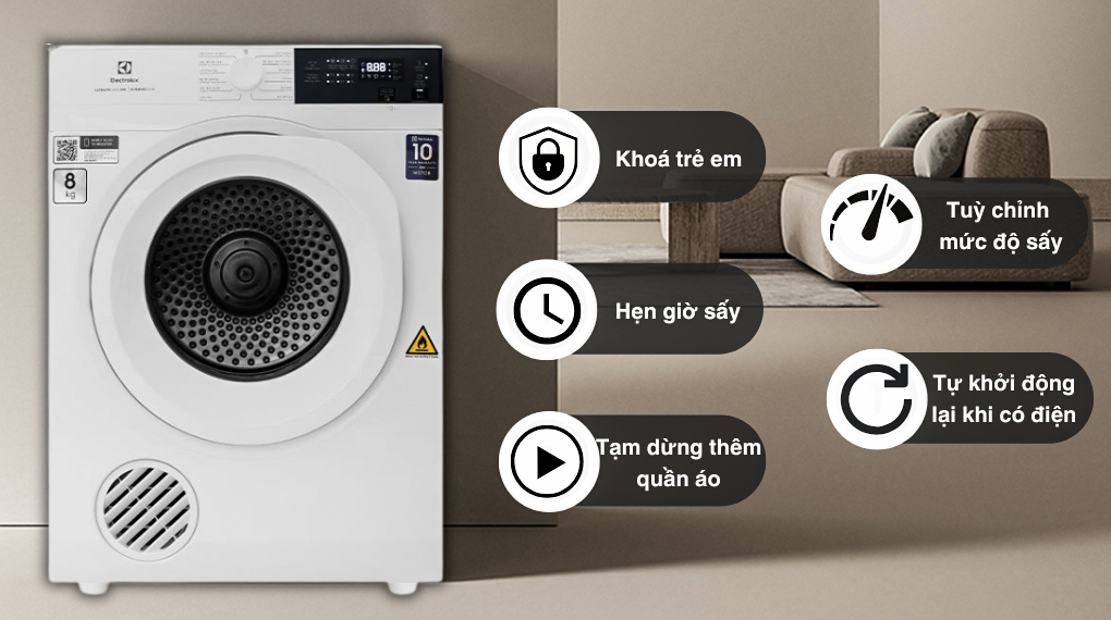 Máy sấy thông hơi Electrolux 9 kg EDV904H3WC 