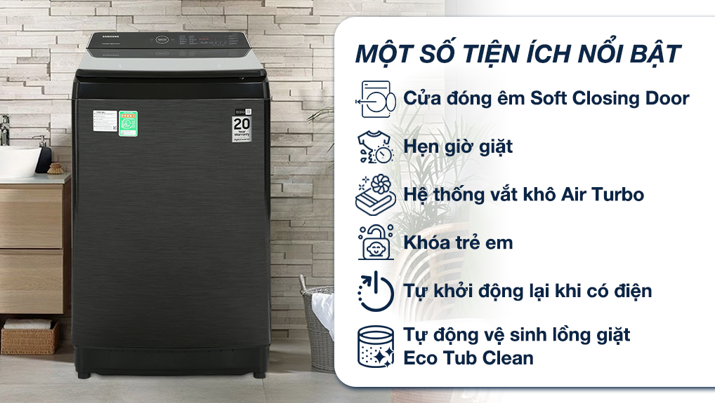 Máy giặt Samsung Inverter 15 kg WA80F15B6BSV