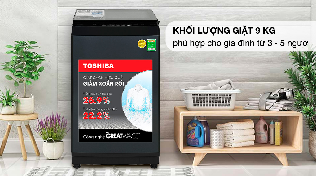 Máy giặt lồng đứng 9 kg Toshiba AW-M1000FV(MK)