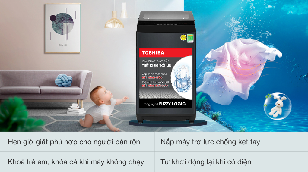 Máy giặt lồng đứng Toshiba 8 kg AW-M905BV(MK)
