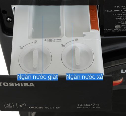 Máy giặt sấy Toshiba giặt 10.5 kg - sấy 7 kg TWD-T25BZU115MWV(MG)