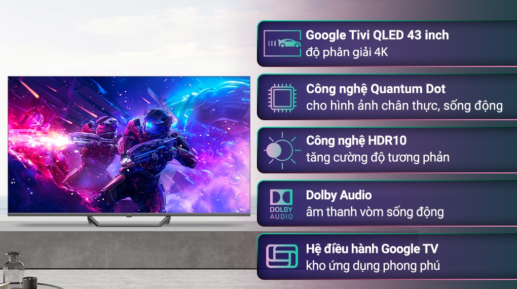 Tivi Aqua Google QLED 4K 43 inch AQT43S80EUX Tivi Aqua Google QLED 4K 43 inch AQT43S80EUX