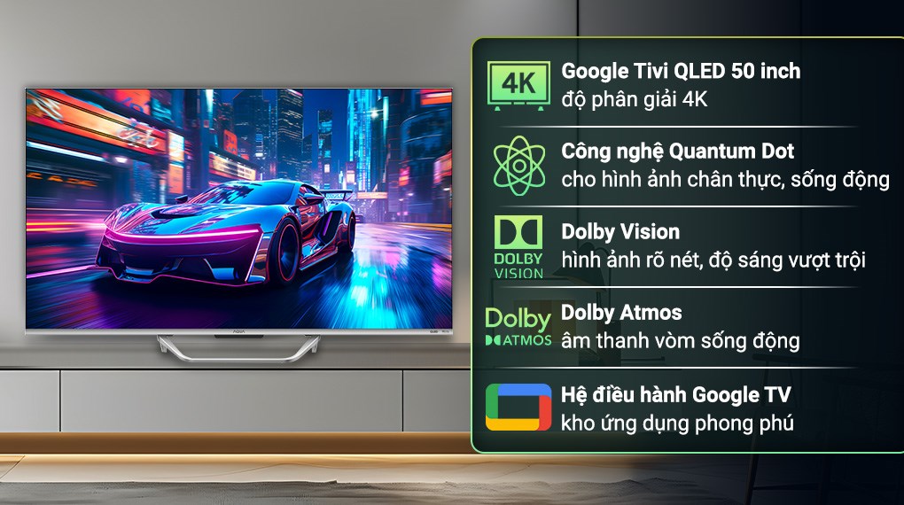 Tivi Aqua Google QLED 4K 55inch AQT55S800UX