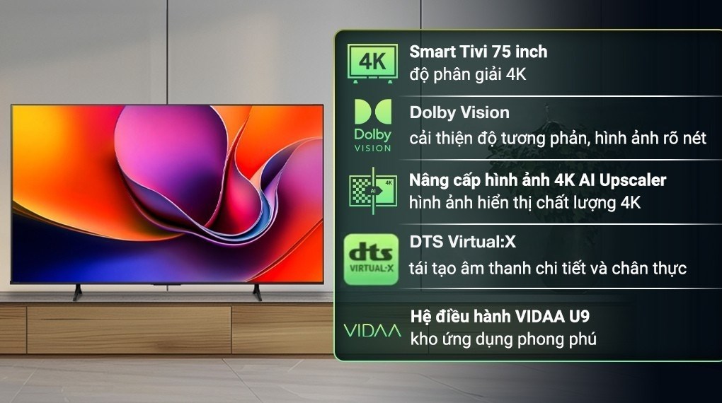 Tivi Hisense Smart 4K- 75 inch 75A6Q