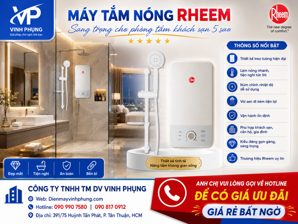 Máy Tắm Nóng Rheem Prestige RTLE-45B-NWV - 4500W