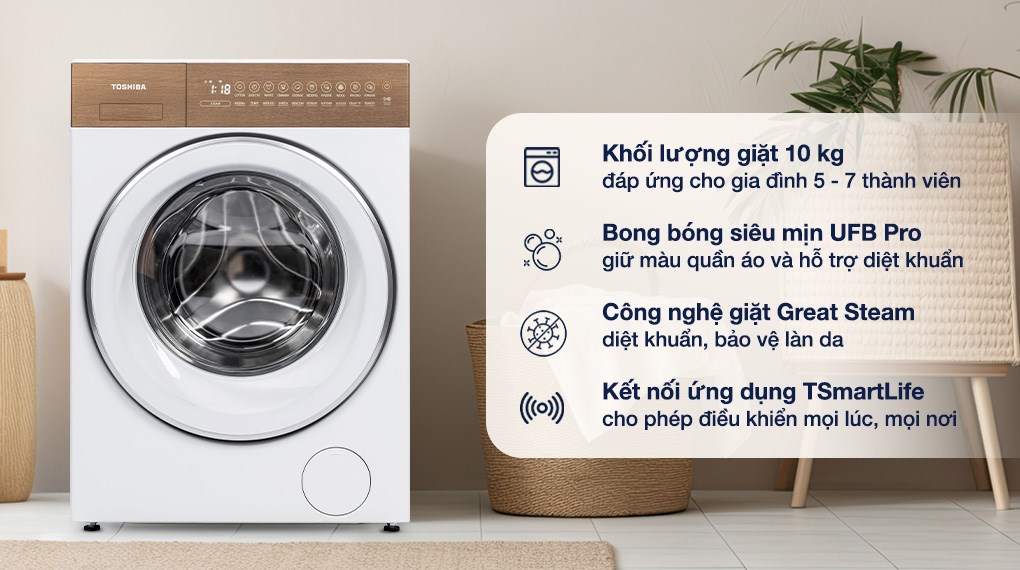 Máy giặt lồng đứng Toshiba inverter 10.5 kg TW-T37BZP115MWV(WT)