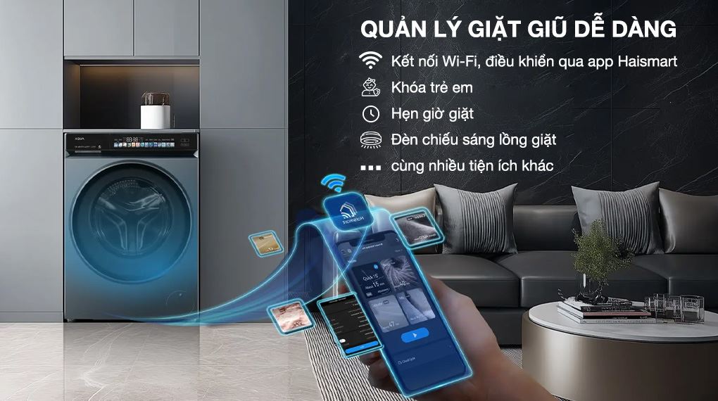 Máy giặt lồng ngang Aqua 10 kg AW10-B4377U1L(GN)