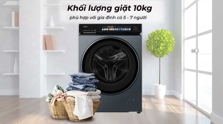 Máy giặt lồng ngang Aqua 10 kg AW10-BD4377U1L(GN)