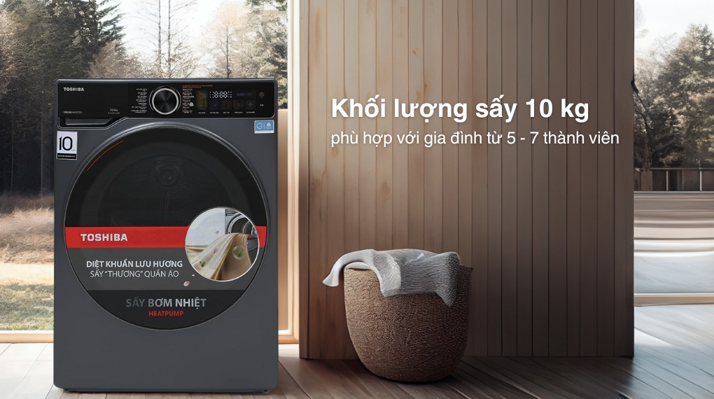Máy sấy bơm nhiệt Toshiba inverter 10 kg TD-T25BS110HWV(MG)