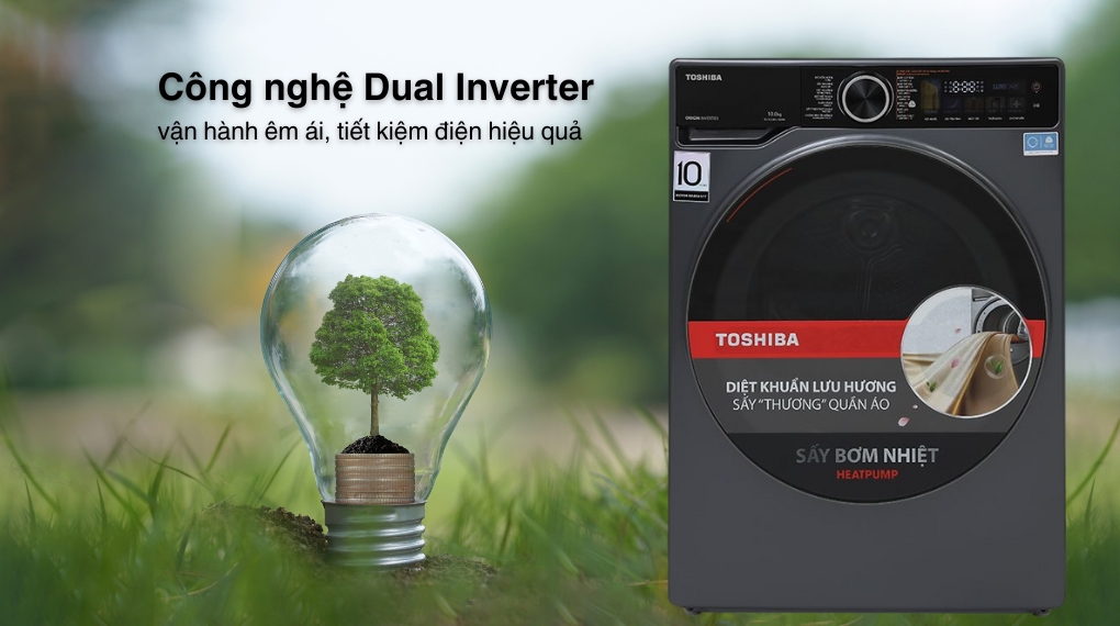 Máy sấy bơm nhiệt Toshiba inverter 10 kg TD-T25BS110HWV(MG)