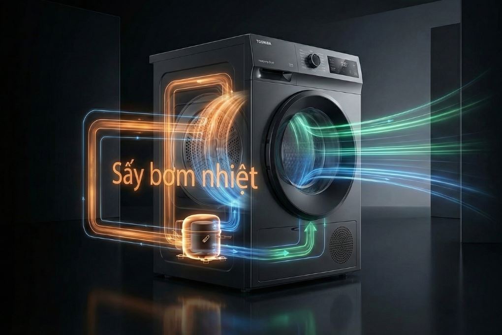 Máy sấy bơm nhiệt Toshiba inverter 8 kg TD-T21B90HWV(MG)