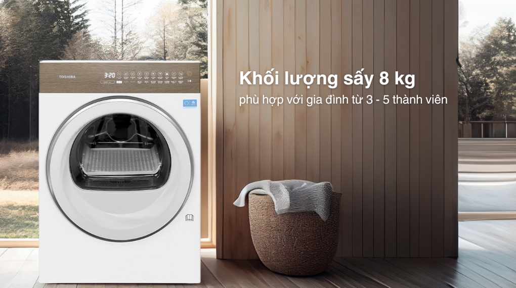 Máy sấy bơm nhiệt Toshiba inverter 8 kg TD-T37BS90HWV(WT)