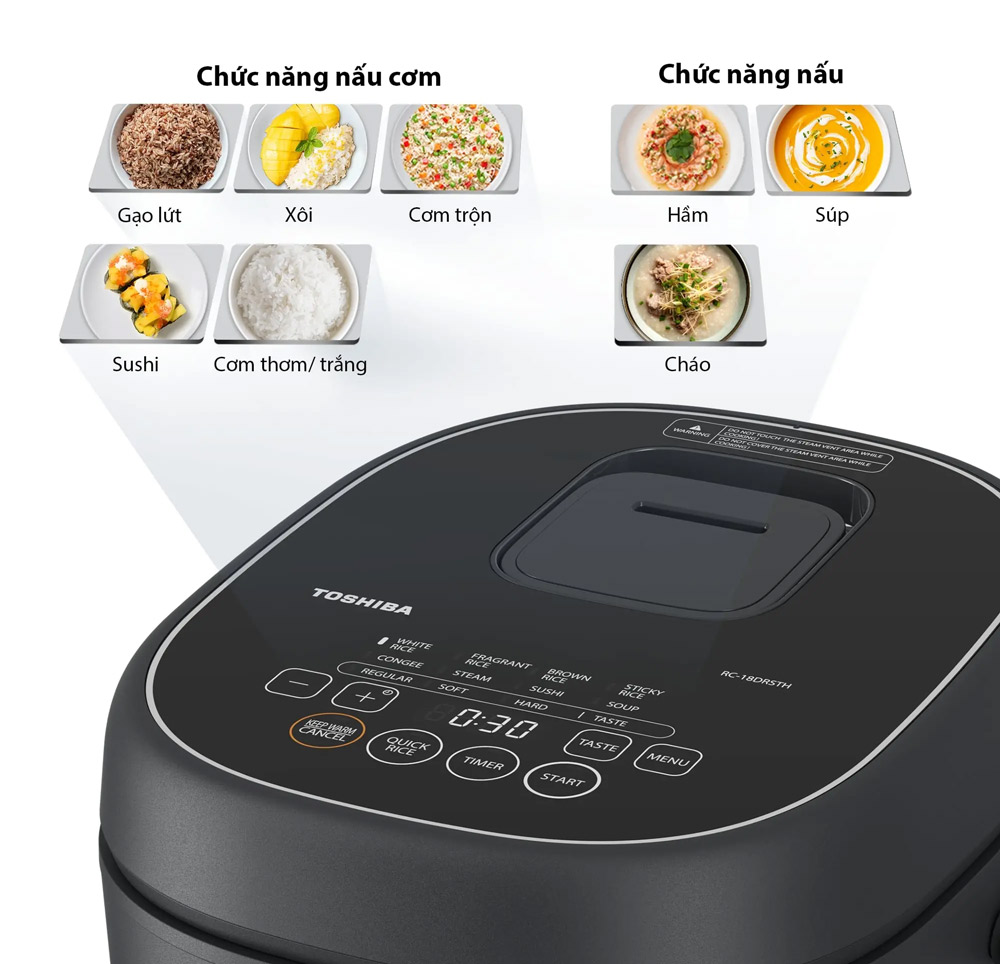 Nồi cơm điện Toshiba 1.8 lít RC-18DR4TVN(W)