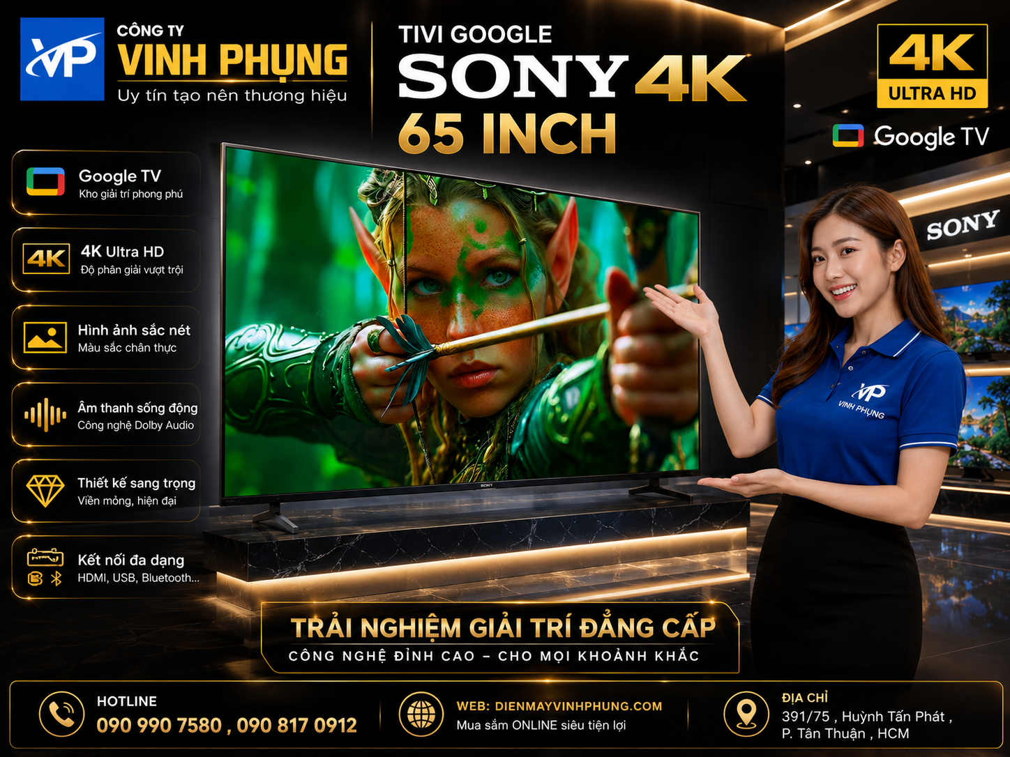 TiVi Sony Google Bravia 4K 65 inhch K-65S30