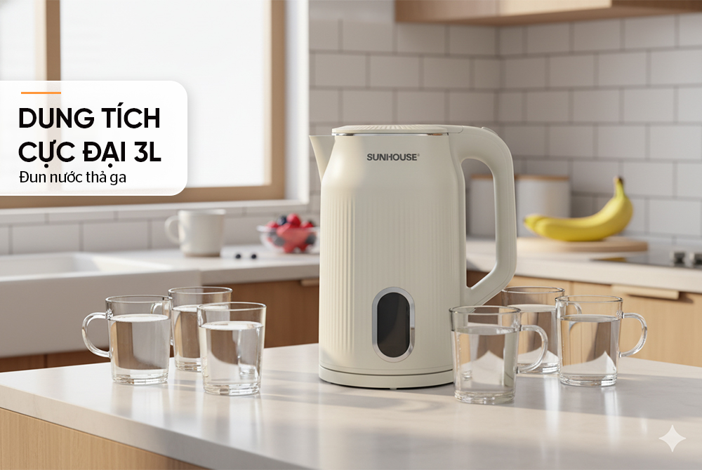 Ấm đun siêu tốc Sunhouse 3 lít DASISHD1365