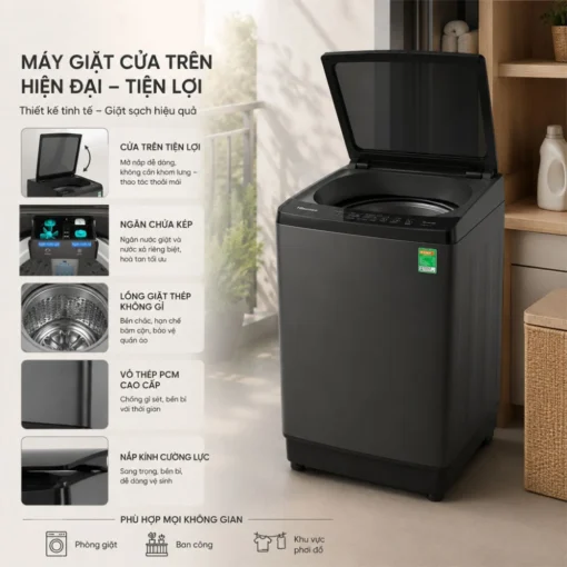 Máy giặt Hisense Inverter 15 kg WT150F50