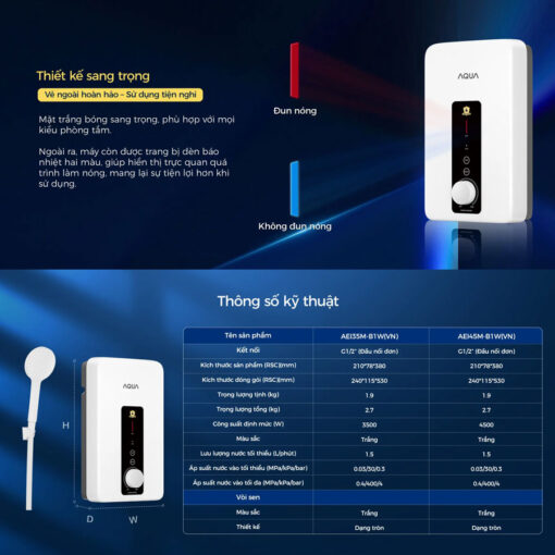 Máy nước nóng trực tiếp Aqua AEI35M-B1W(VN)