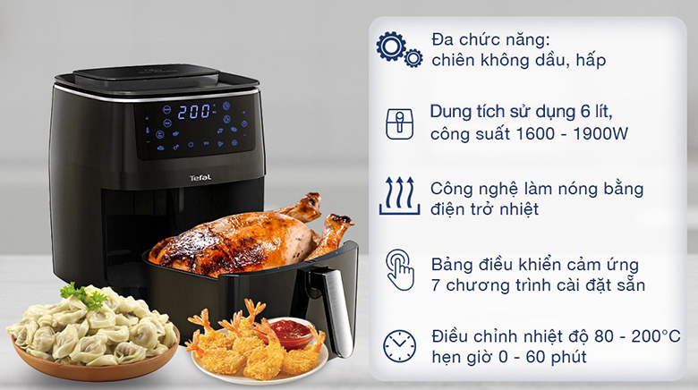 Nồi chiên không dầu có hấp Tefal 6.5 lít FW201815