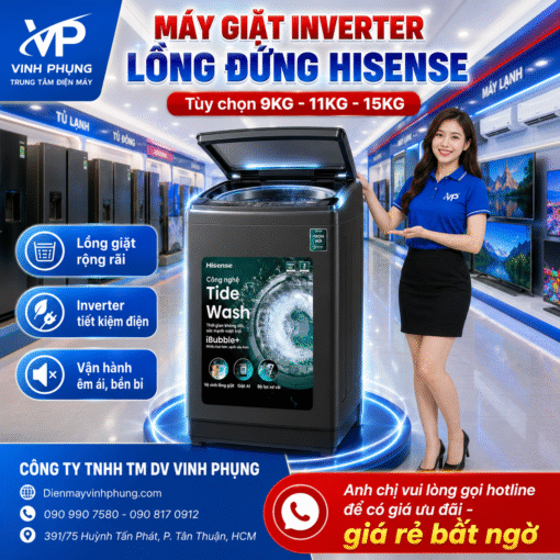 Máy giặt Hisense Inverter 15 kg WT150F50