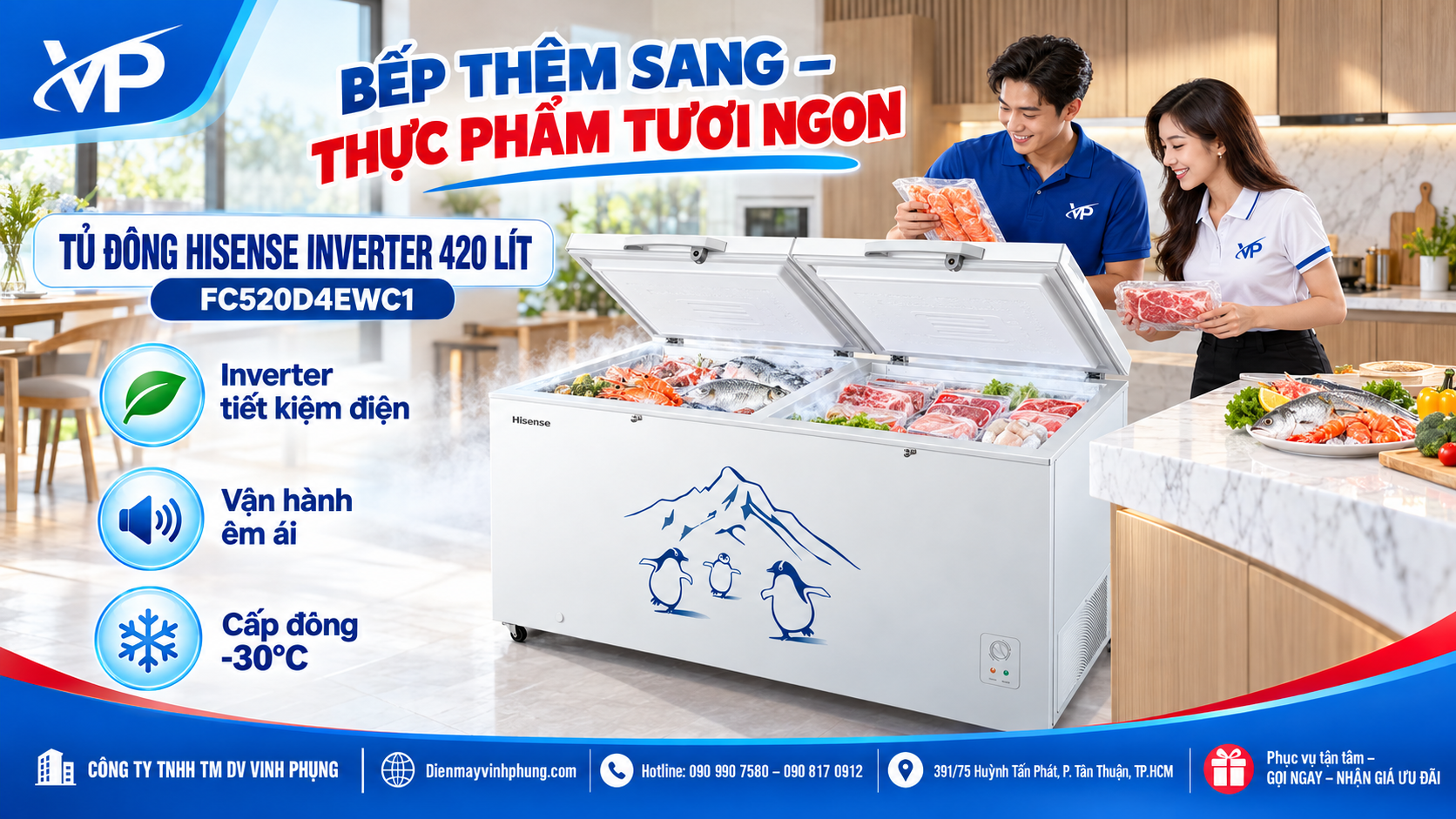 Tủ đông Inverter Hisense 420 lít FC520D4EWC1 3 Tủ đông Inverter Hisense 420 lít FC520D4EWC1