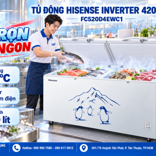 Tủ đông Inverter Hisense 420 lít FC520D4EWC1 11 Hisense 420L – Tron vi tuoi ngon 1 1