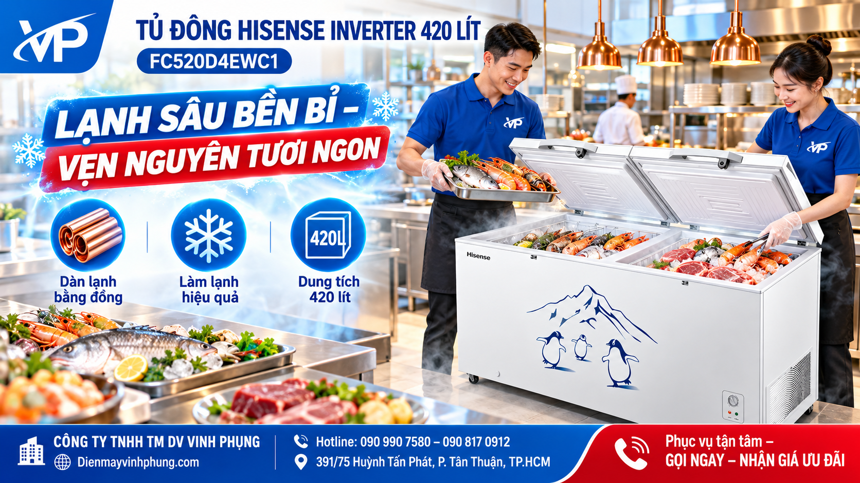 Tủ đông Inverter Hisense 420 lít FC520D4EWC1 2 Tủ đông Inverter Hisense 420 lít FC520D4EWC1