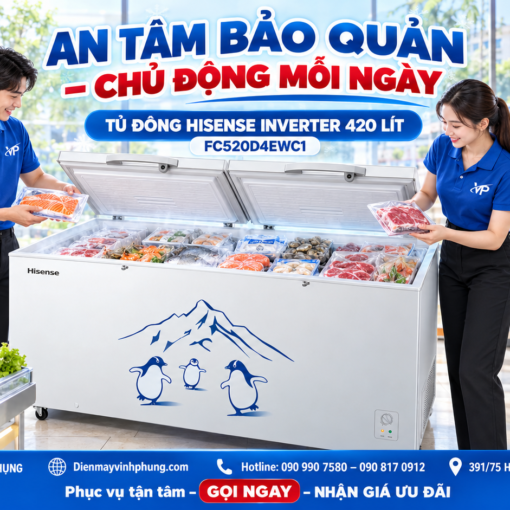 Tủ đông Inverter Hisense 420 lít FC520D4EWC1 10 Tủ đông Inverter Hisense 420 lít FC520D4EWC1