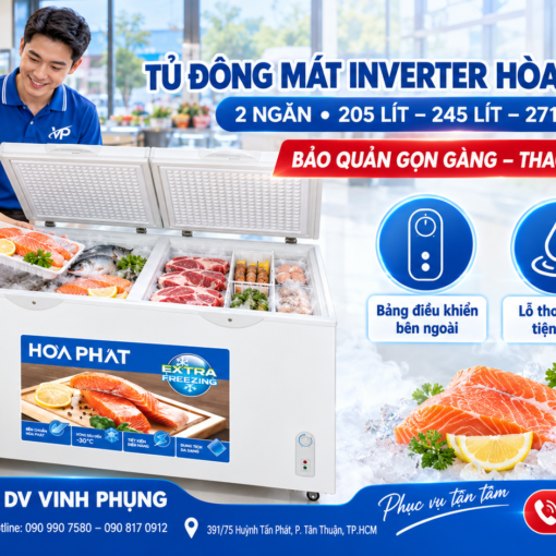 Tủ đông mát Hòa Phát Inverter 245 lít HPF BD8245 8 Tủ đông mát Hòa Phát Inverter 271 lít HPF BD8271