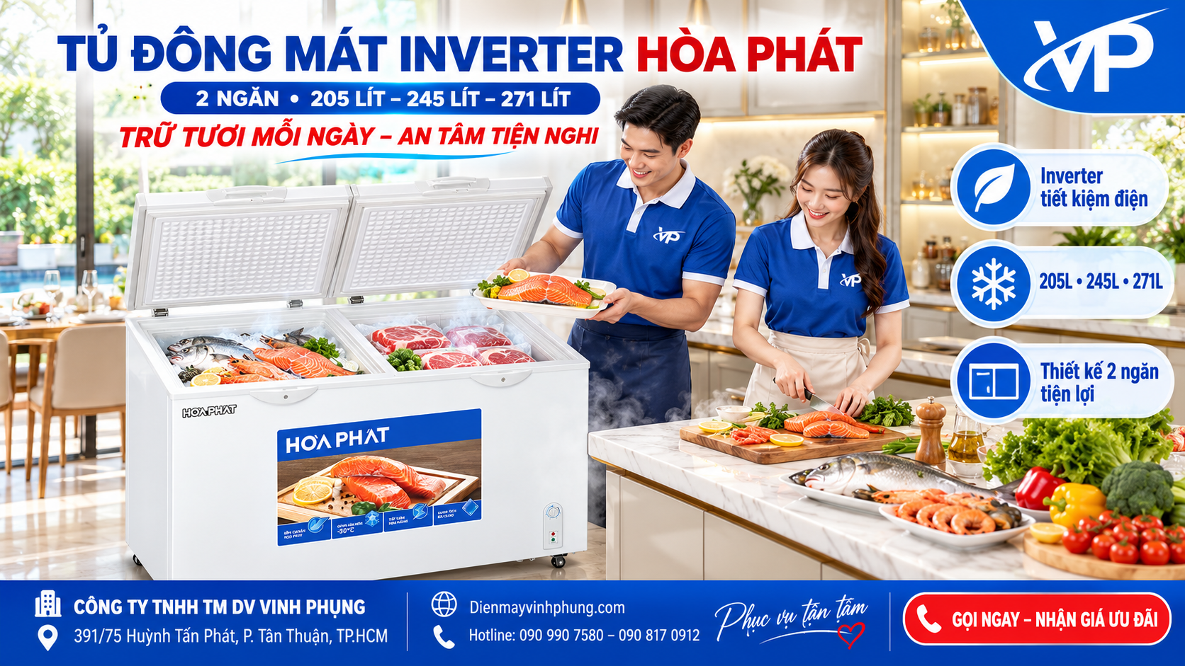 Tủ đông mát Hòa Phát Inverter 245 lít HPF BD8245 5 Tủ đông mát Hòa Phát Inverter 271 lít HPF BD8271