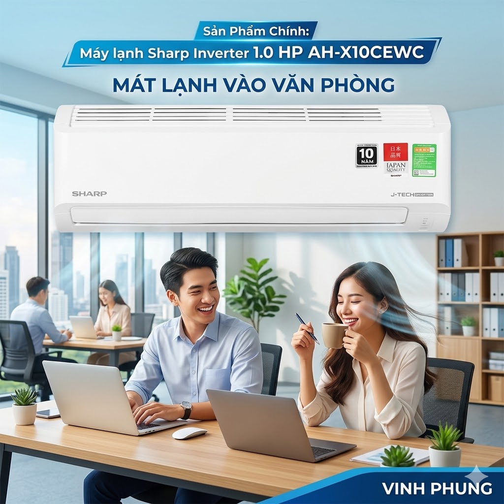 Máy lạnh Sharp Inverter 1.0 HP-9000BTU AH-XP10DSW