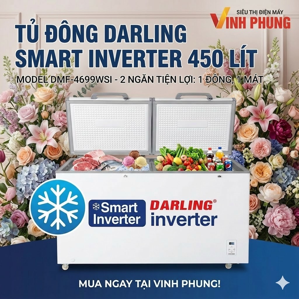 Tủ đông Darling Smart Inverter 450 Lít DMF-4699WSI