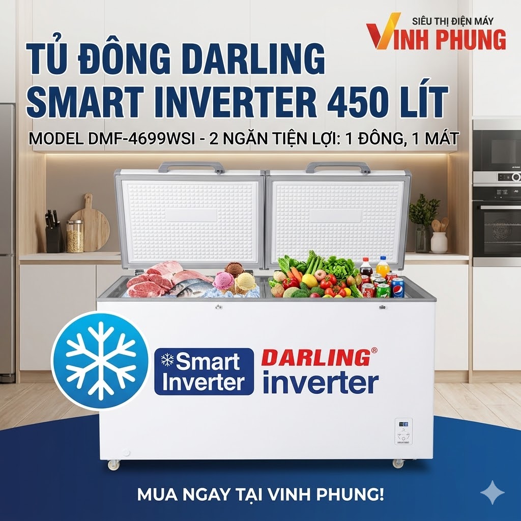 Tủ đông Darling Smart Inverter 450 Lít DMF-4699WSI